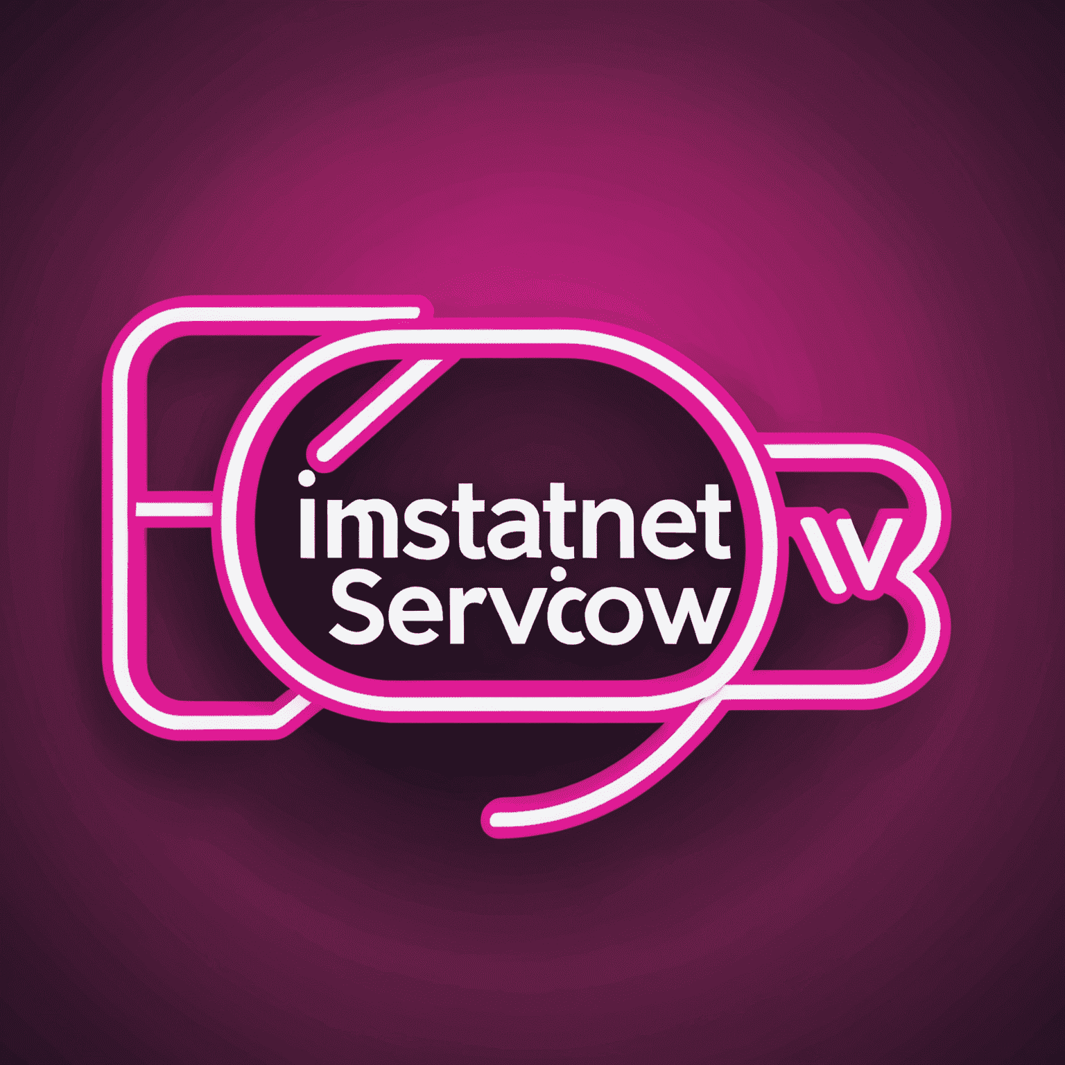 InstantServiceNow logo - A vibrant neon pink logo with sleek, modern typography