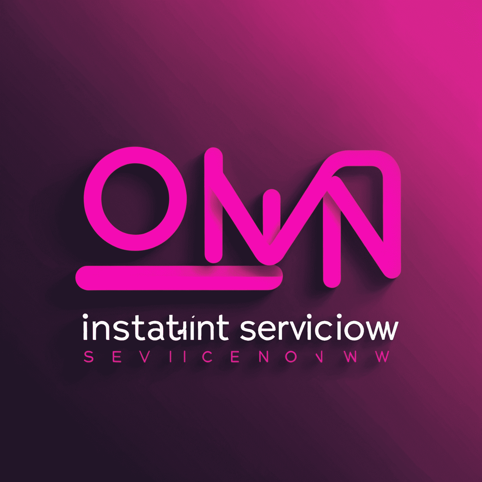 InstantServiceNow logo - A vibrant neon pink logo with sleek, modern typography