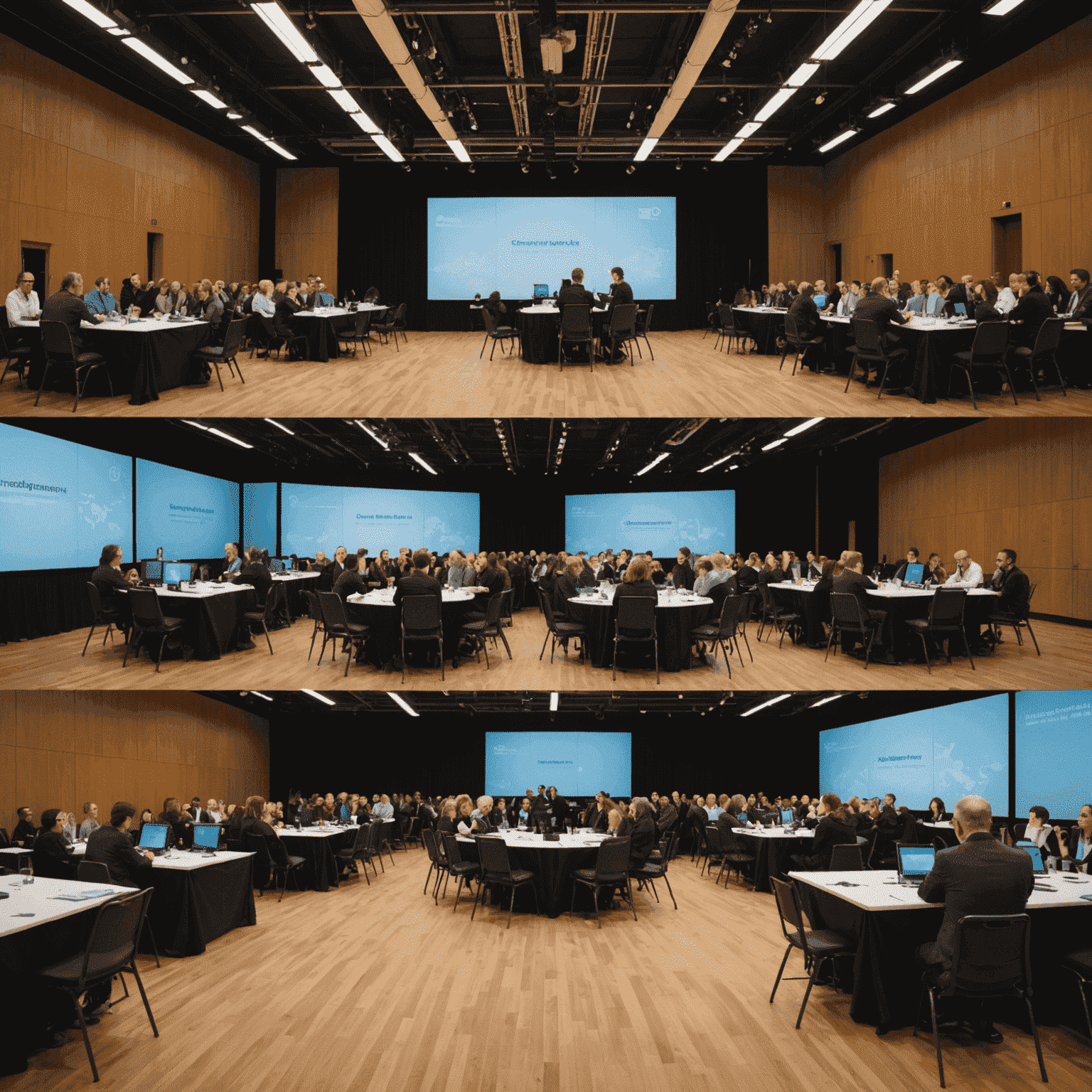 A split-screen image: on one side, a chaotic event setup, on the other, the same event running smoothly with our coordinator visible